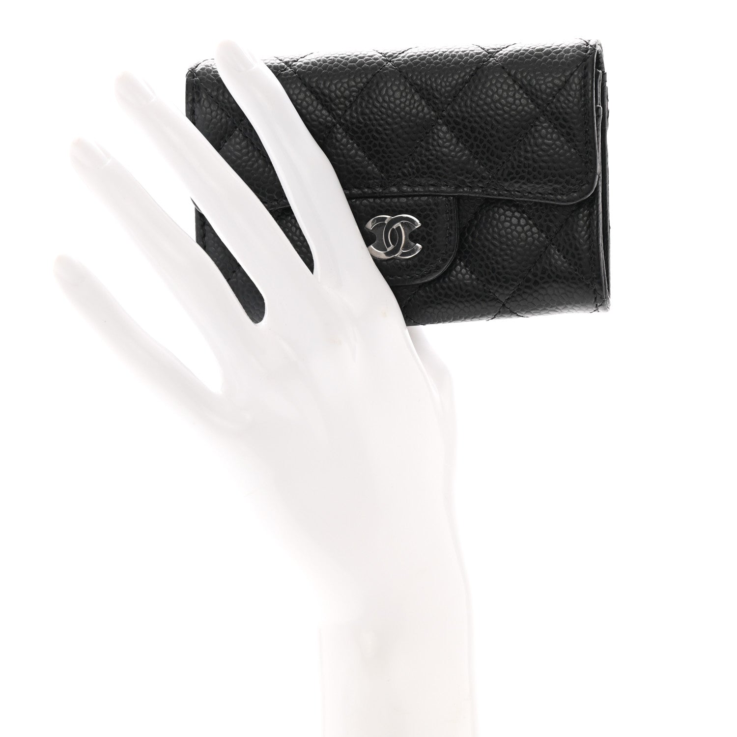 Chanel Caviar Quilted Flap Card Holder Wallet Black 2 of 9