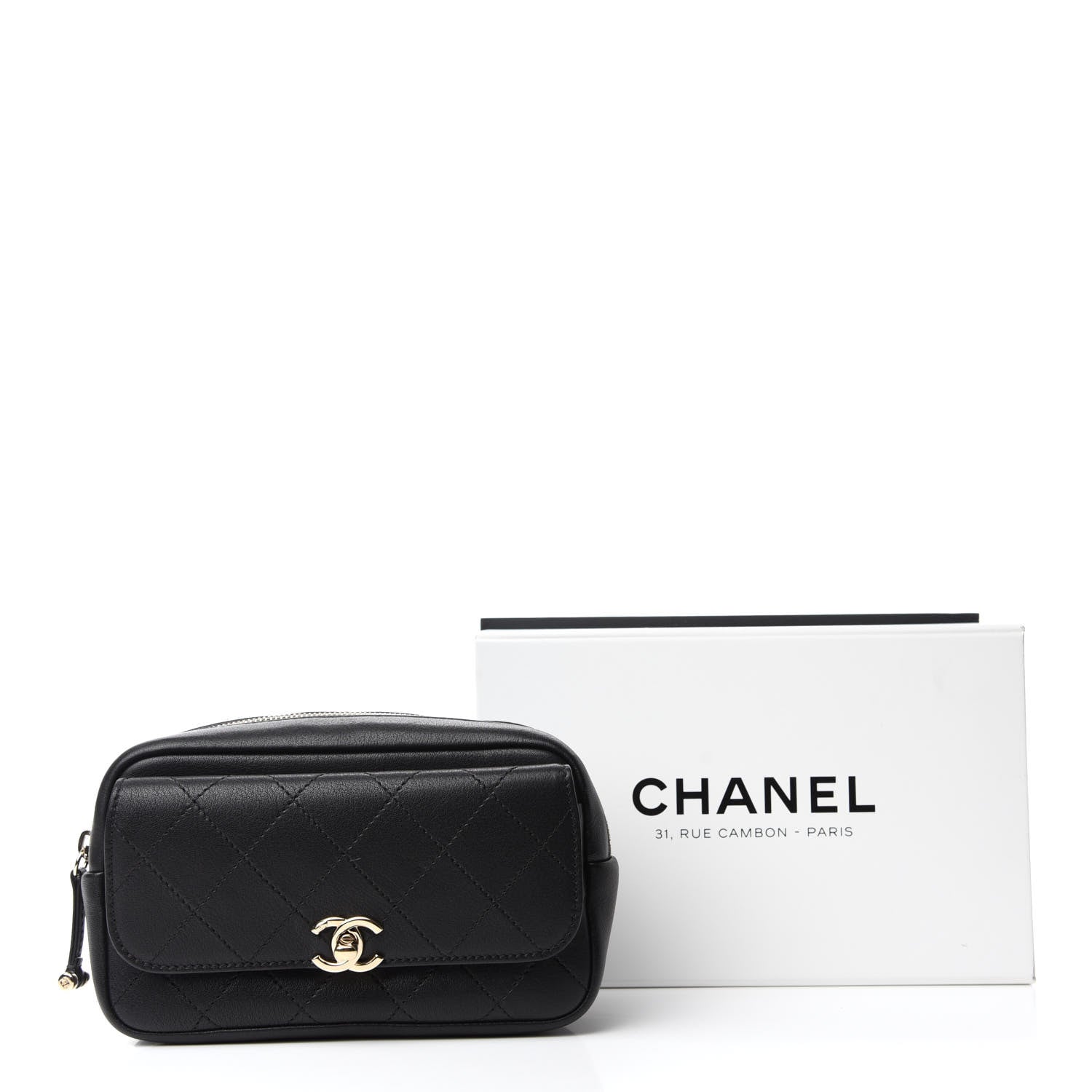 Chanel Calfskin Stitched Casual Trip Waist Bag Black 11 of 11