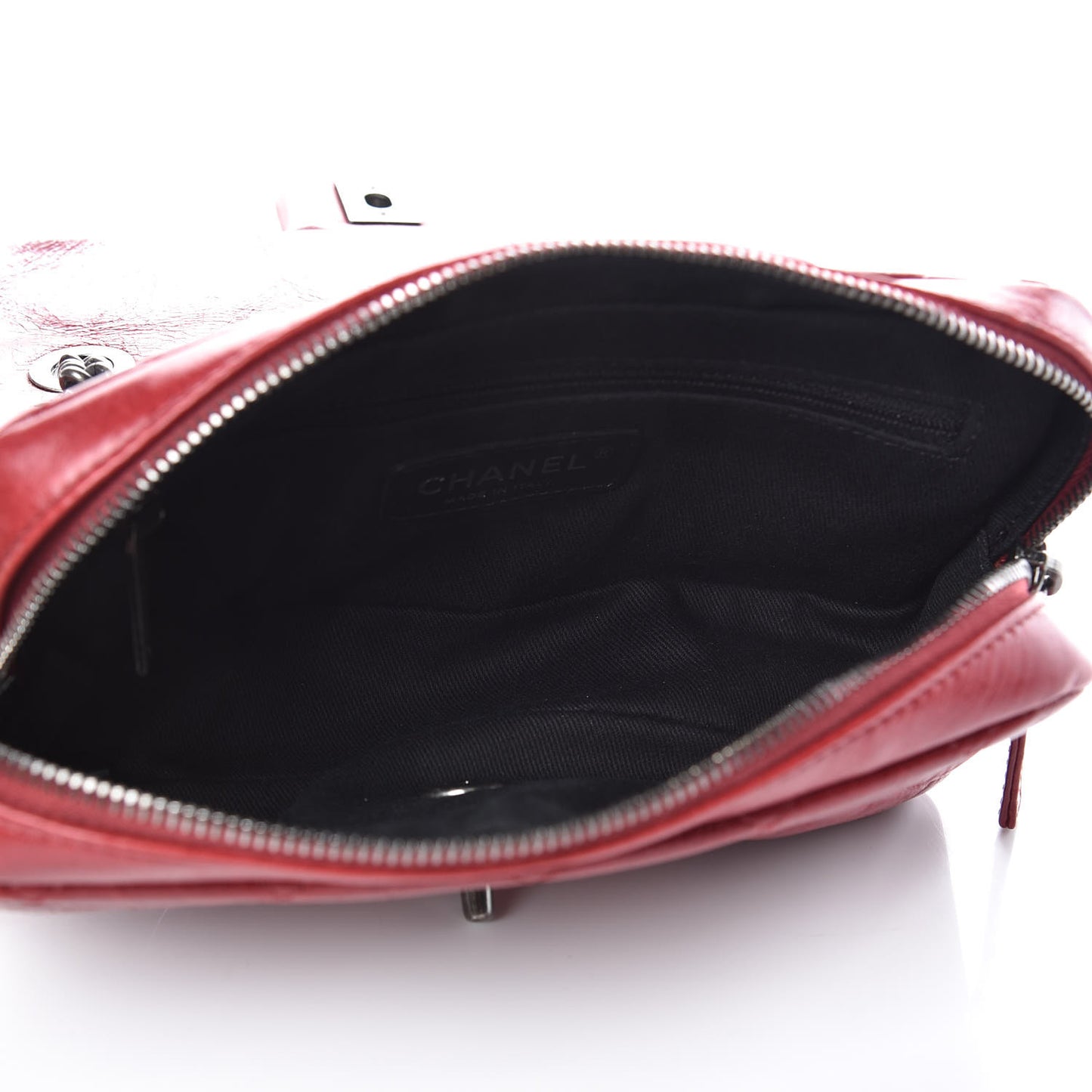 Glazed Calfskin Quilted Small Duo Color Flap Red