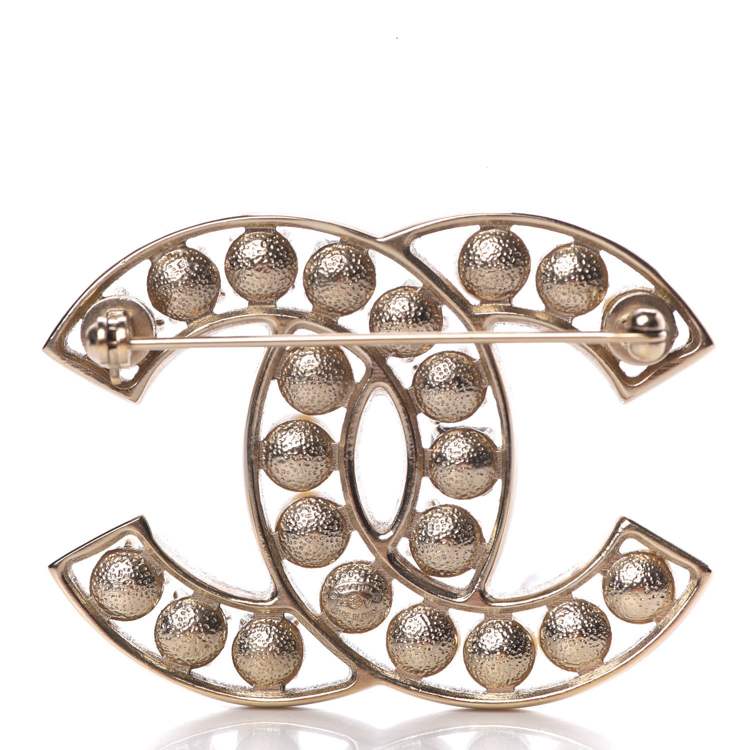Chanel Pearl Crystal CC Brooch Gold 3 of 5