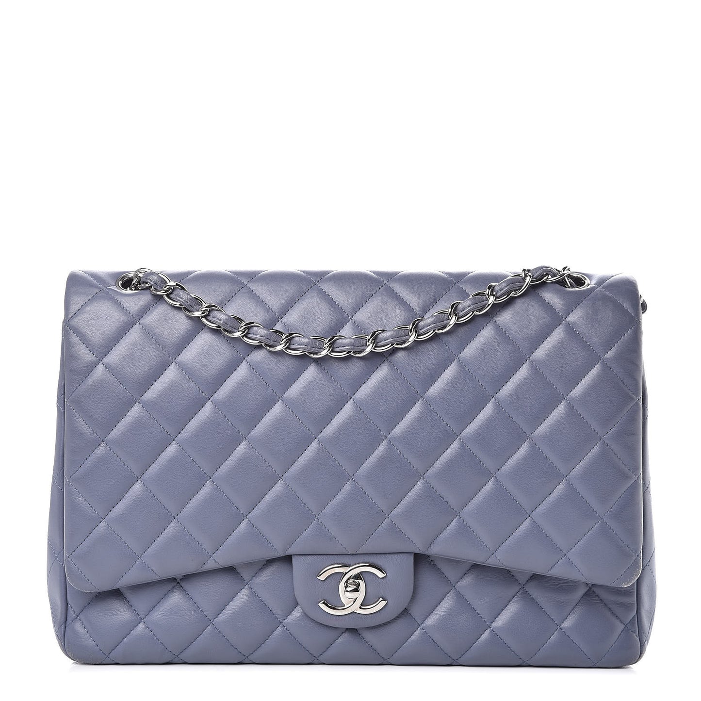 Lambskin Quilted Maxi Double Flap Purple
