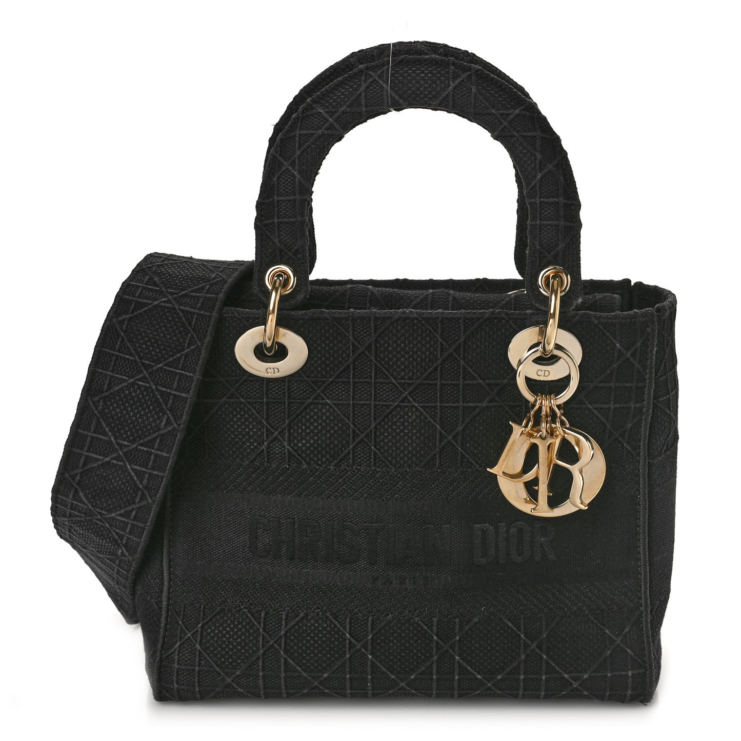 Canvas Embroidered Cannage Medium Lady D-Lite Black