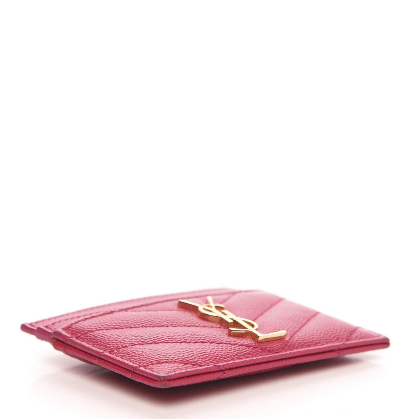 Grain De Poudre Matelasse Chevron Monogram Credit Card Case Fresh Fuxia
