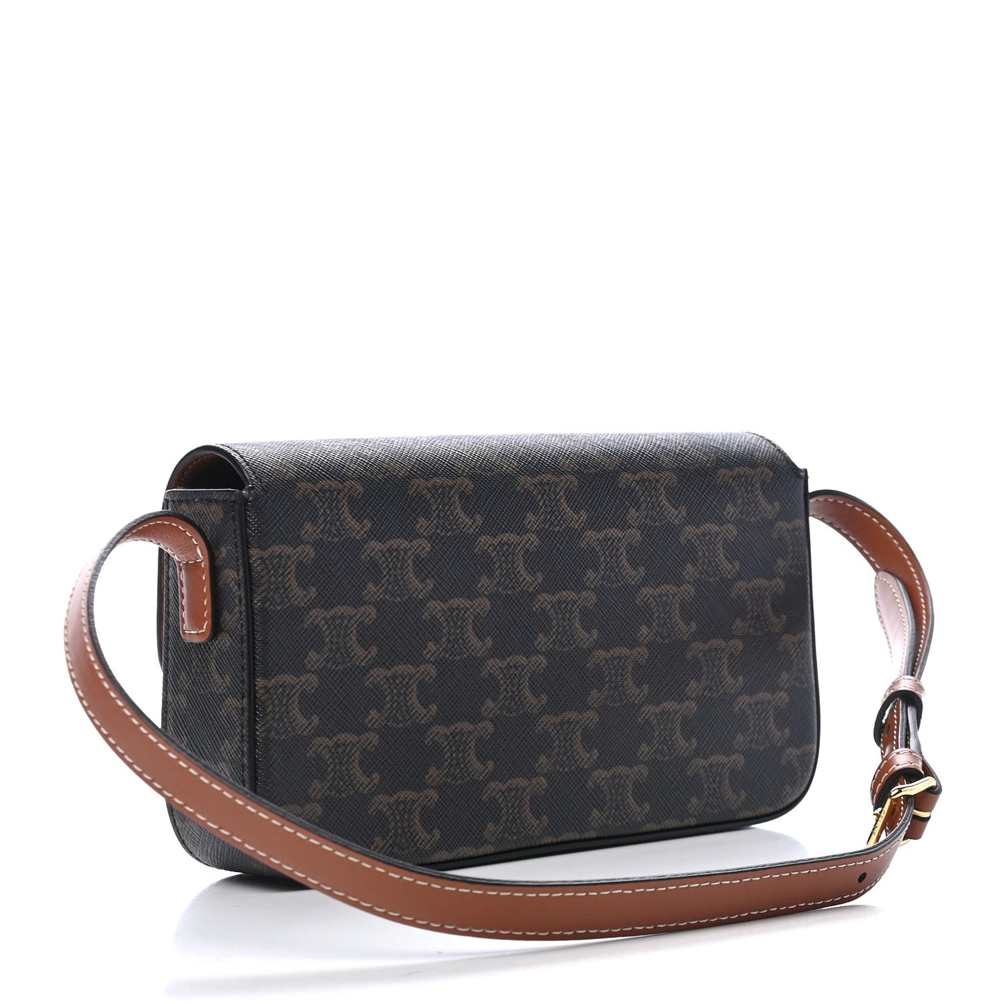 Canvas Calfskin Triomphe Shoulder Bag Tan