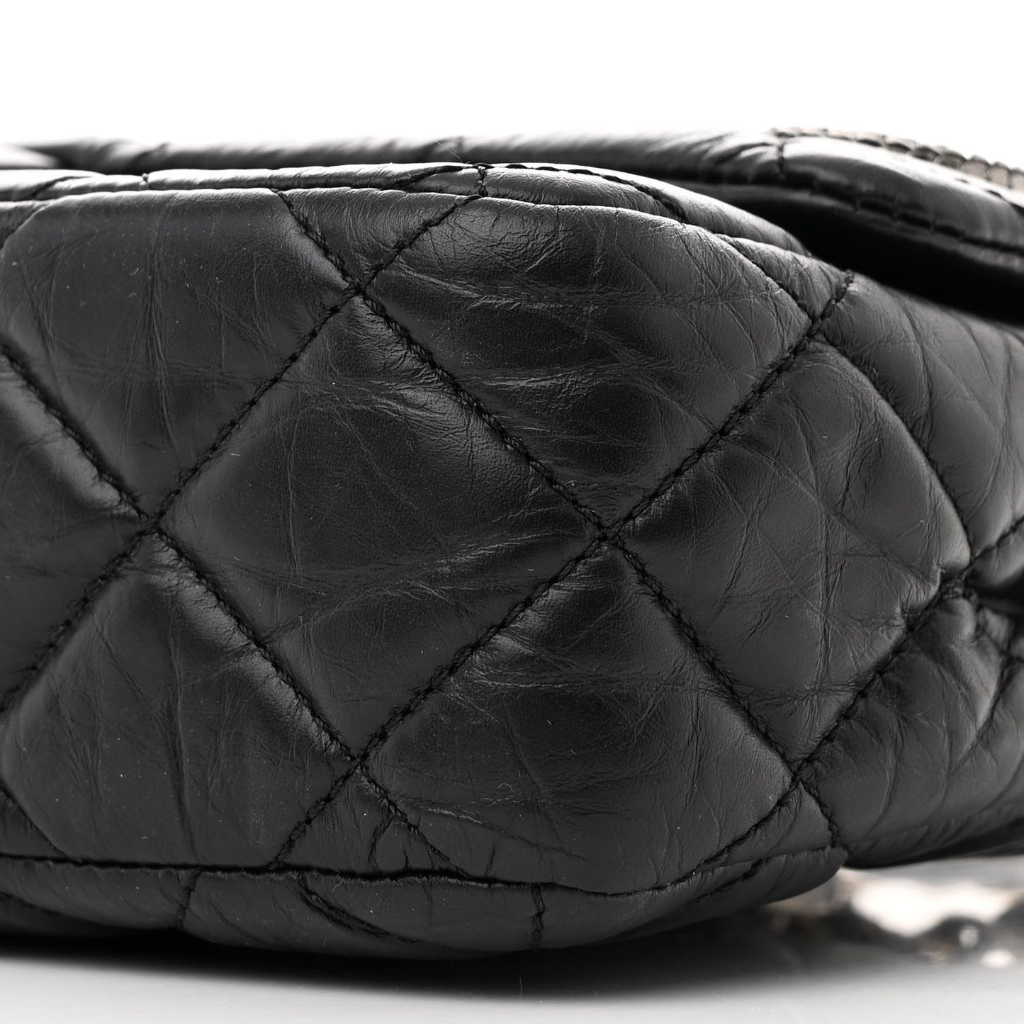 Aged Calfskin Quilted Medium Medallion Flap Black