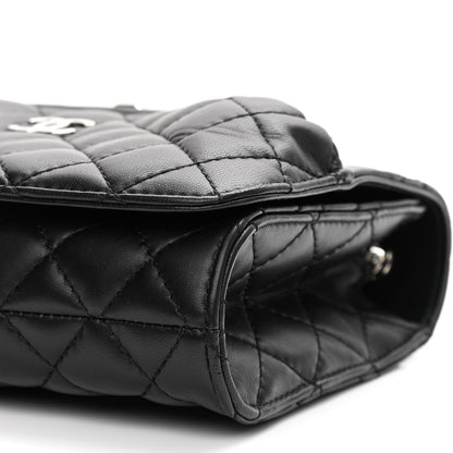 Chanel Lambskin Quilted Kiss Lock Flap Bag Black 10 of 13