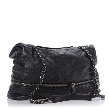 Chanel Calfskin Stitched Large Expandable Flap Bag Black 3 of 9