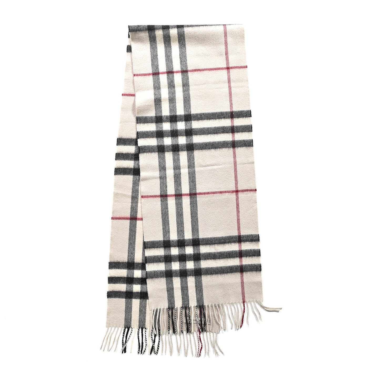 Cashmere Giant Check Fringe Scarf Stone