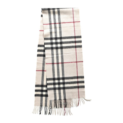 Burberry Cashmere Giant Check Fringe Scarf Stone 2 of 3