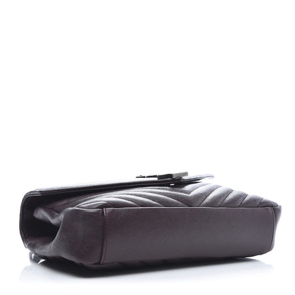 Saint Laurent Sheepskin Matelasse Chevron Monogram Medium College Bag Amaranto 5 of 12