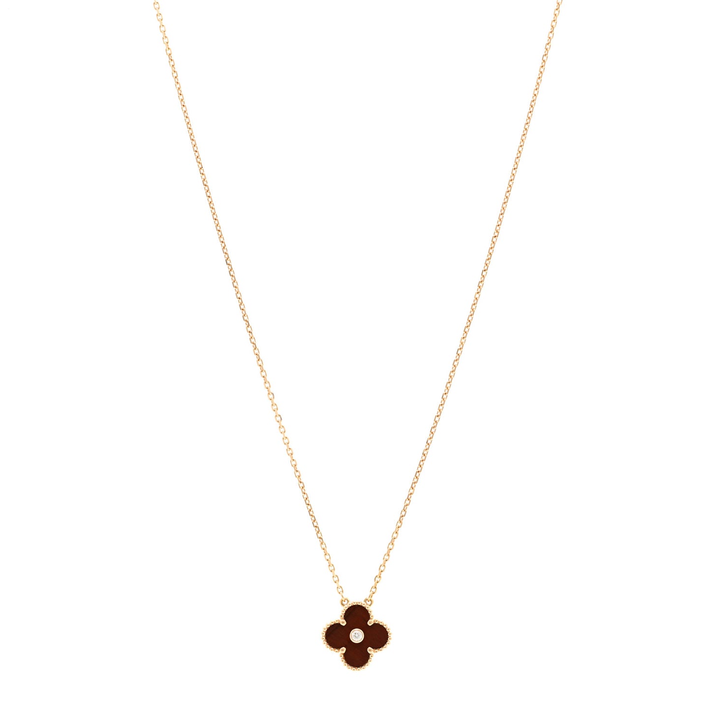 18K Rose Gold Diamond Bulls Eye Vintage Alhambra Pendant Necklace