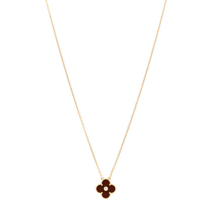Van Cleef & Arpels 18K Rose Gold Diamond Bulls Eye Vintage Alhambra Pendant Necklace 1 of 6
