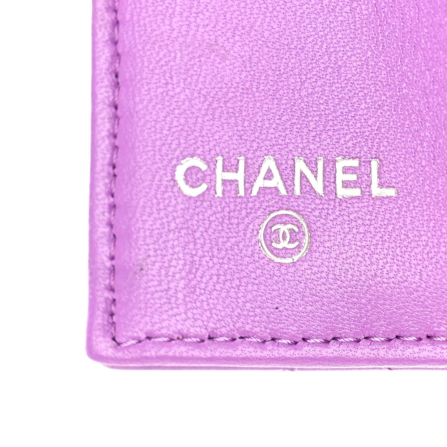 Lambskin Quilted Double Flap Wallet Purple