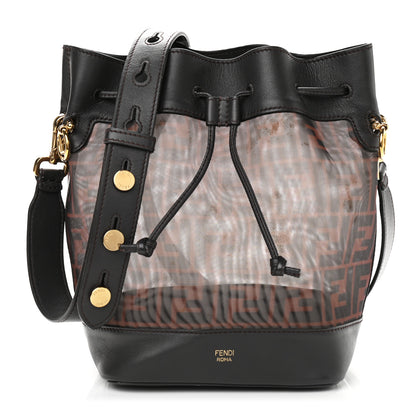 Fendi Mesh Vitello Grace F is Fendi FF 1974 Grande Mon Tresor Bucket Bag Marrone Black Ebano 1 of 11