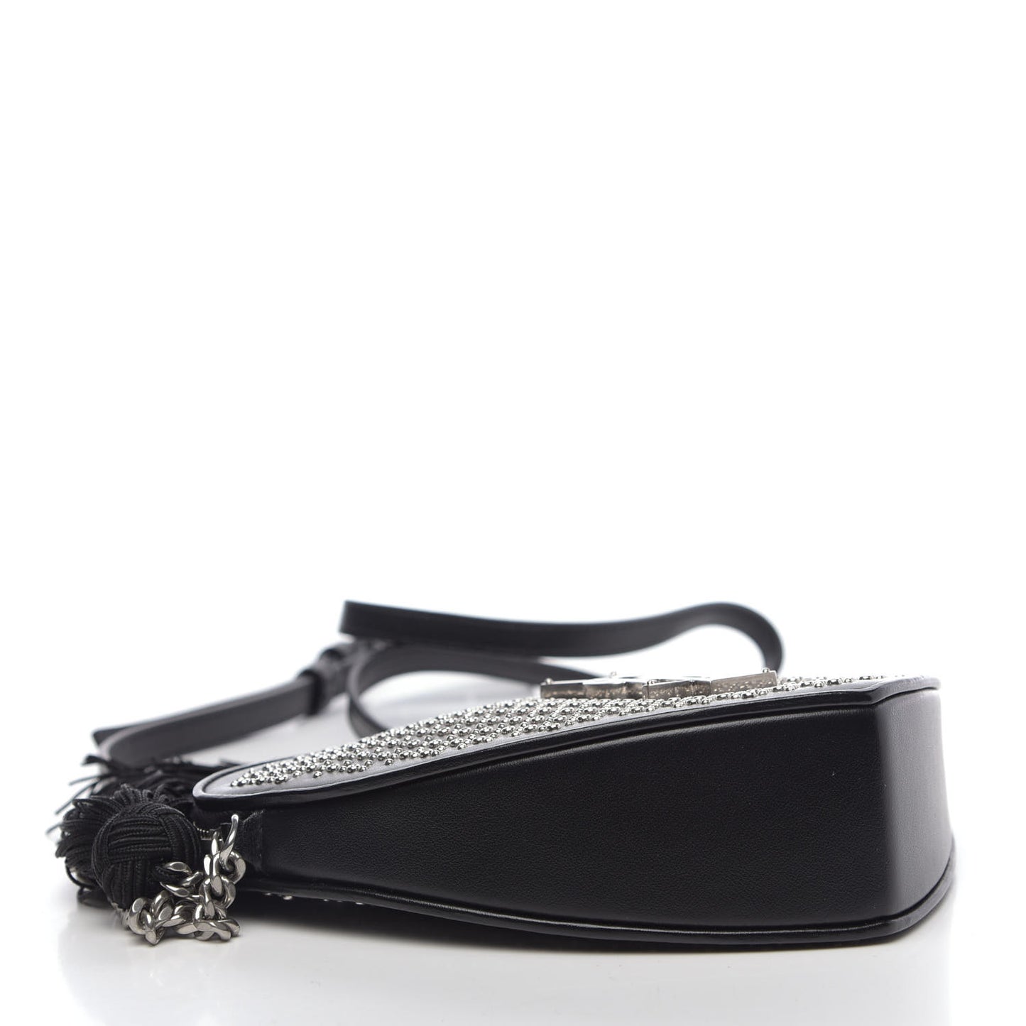Calfskin Studded Monogram Heart Shoulder Bag Black