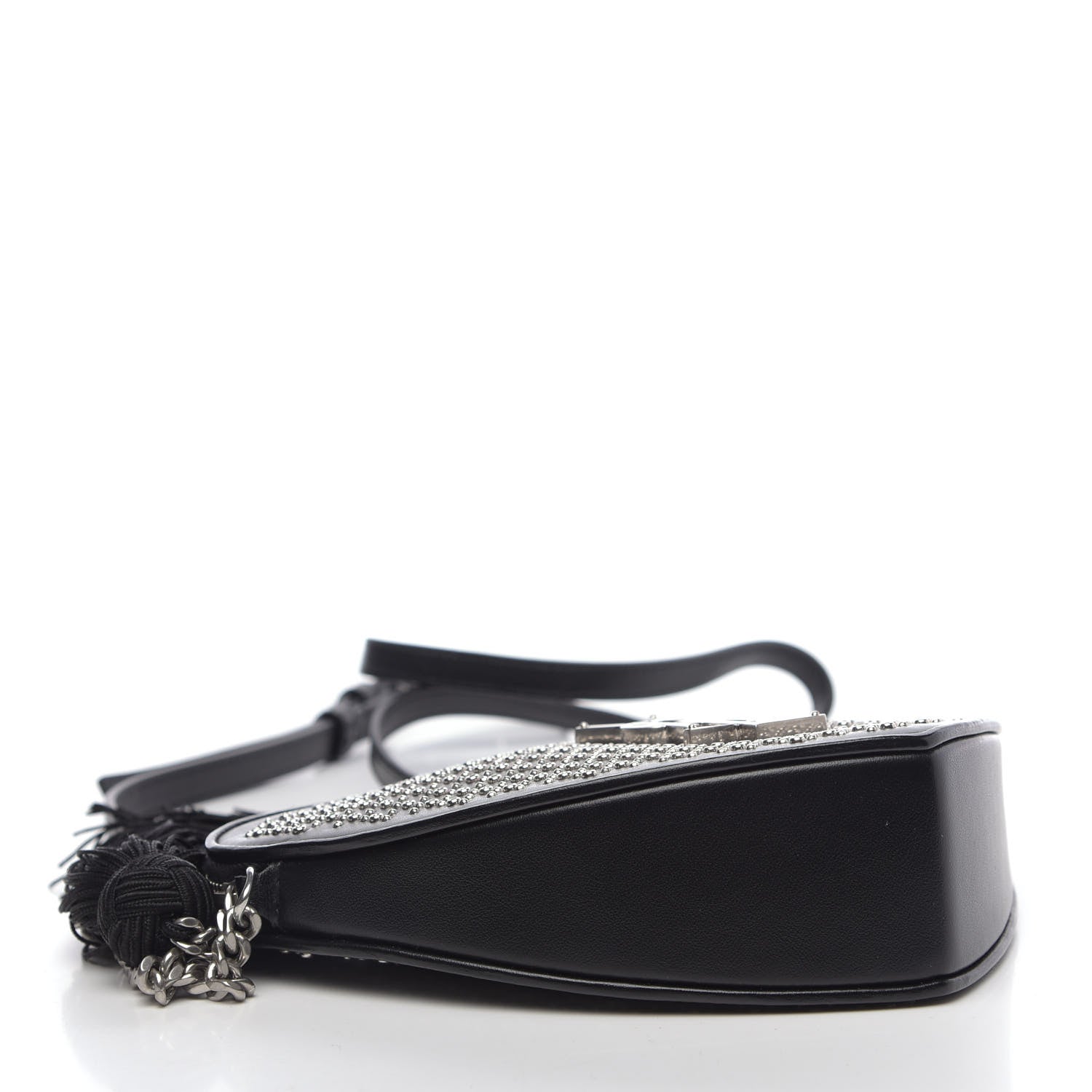 Saint Laurent Calfskin Studded Monogram Heart Shoulder Bag Black 4 of 9