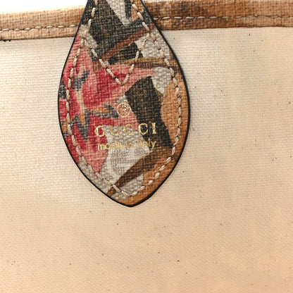 Gucci GG Supreme Monogram Water Flora Web Large Ophidia Tote Beige White Multicolor 7 of 12