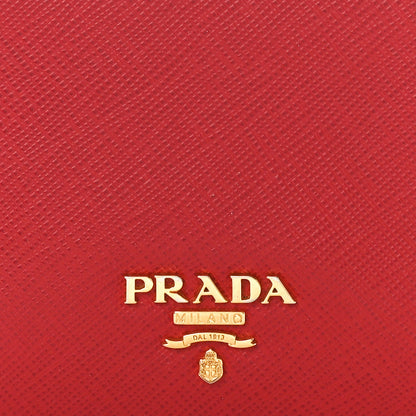 Prada Saffiano Metal Compact Snap Bi-Fold Wallet Fuoco 7 of 7