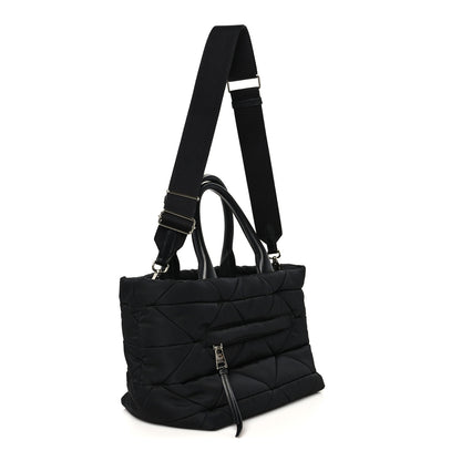 Prada Re-Nylon Nappa Triangle Quilted Padded Small Double Handled Zip Tote Black 2 of 9