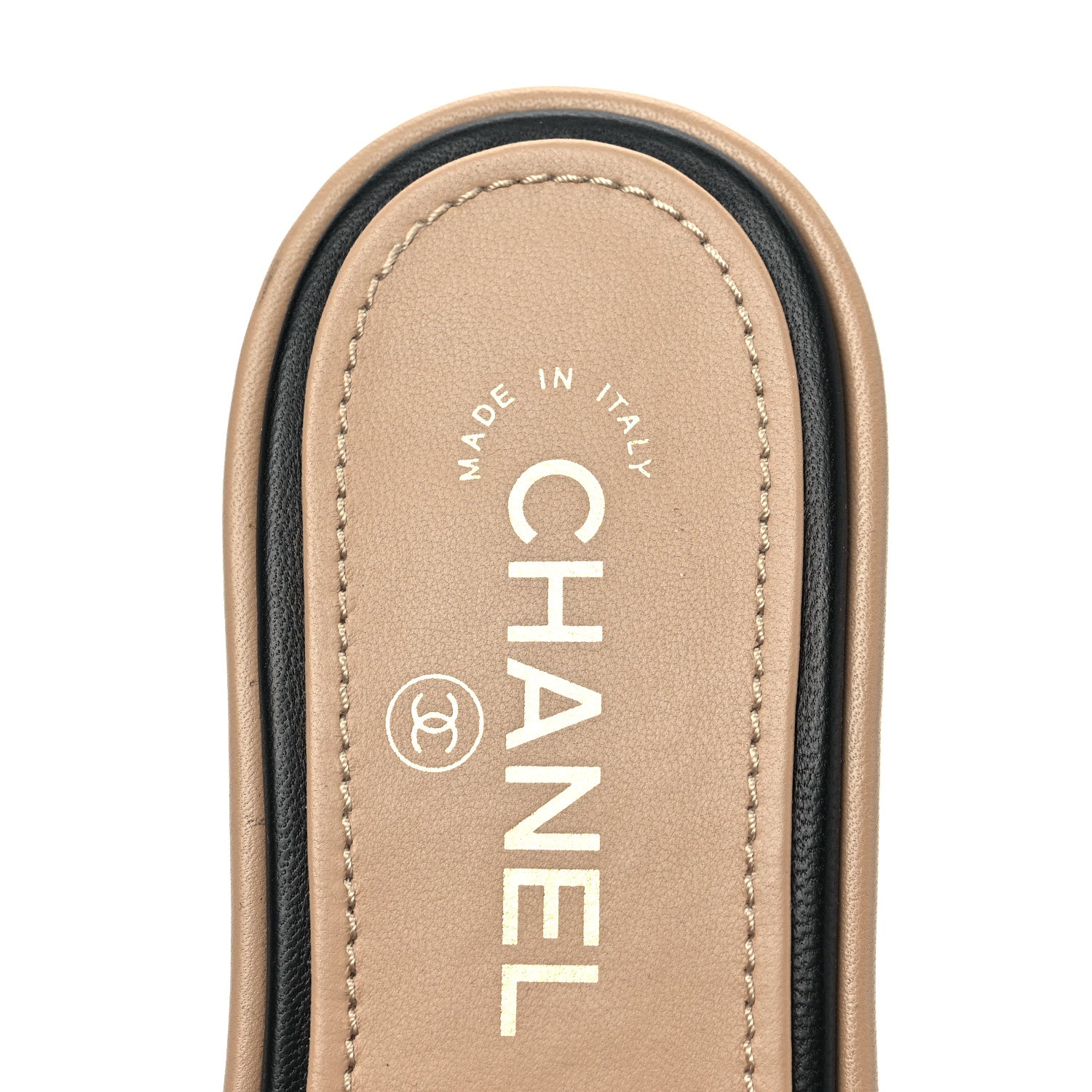 Chanel Lambskin Quilted CC Mules 36 Beige Black 7 of 8