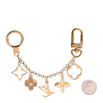 Louis Vuitton Brass Enamel Fleur De Monogram Bag Charm Chain Gold 2 of 4