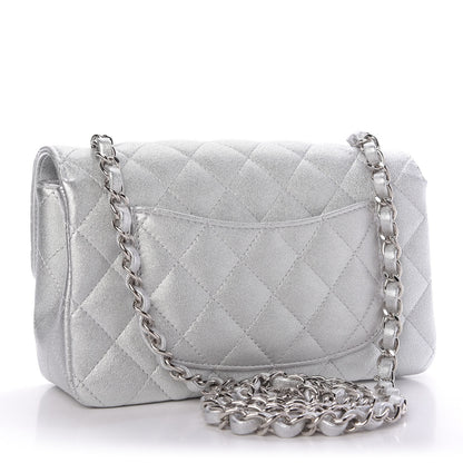 Chanel Metallic Lambskin Quilted Mini Rectangular Flap Silver 3 of 9