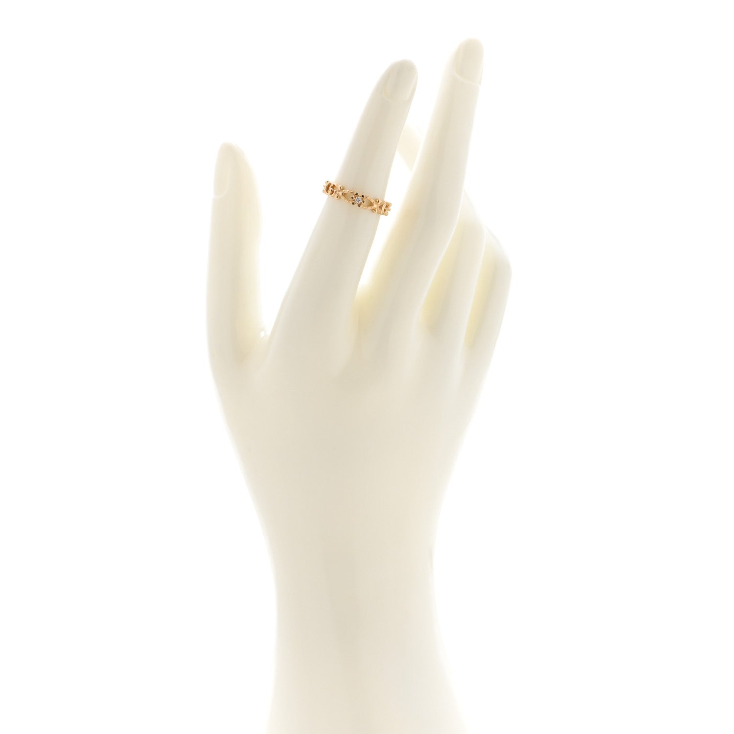 Gucci 18K Yellow Gold Diamond Flora Ring 50 5.25 2 of 5
