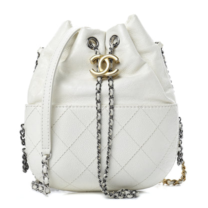 Chanel Aged Calfskin Quilted Small Gabrielle Bucket White 1 of 10