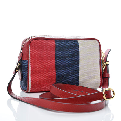 Gucci Canvas Sylvie Stripe Mini Ophidia Camera Bag Mystic White Hibiscus Red Maritime 3 of 9