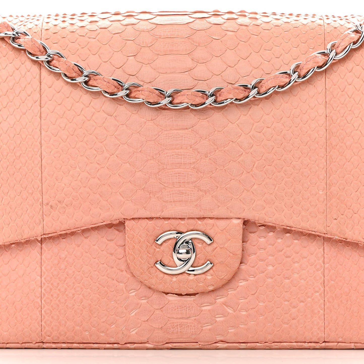 Snakeskin Jumbo Double Flap Pink
