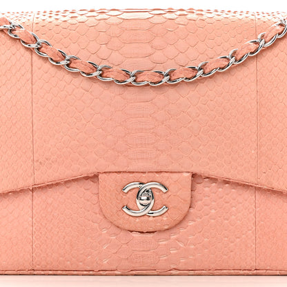 Chanel Snakeskin Jumbo Double Flap Pink 8 of 18