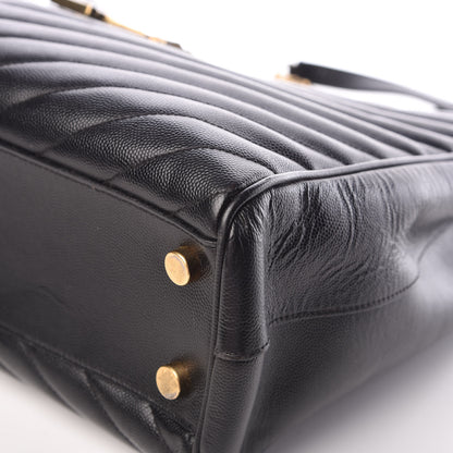 Saint Laurent Grain De Poudre Matelasse Chevron Monogram Shopping Bag Black 9 of 13