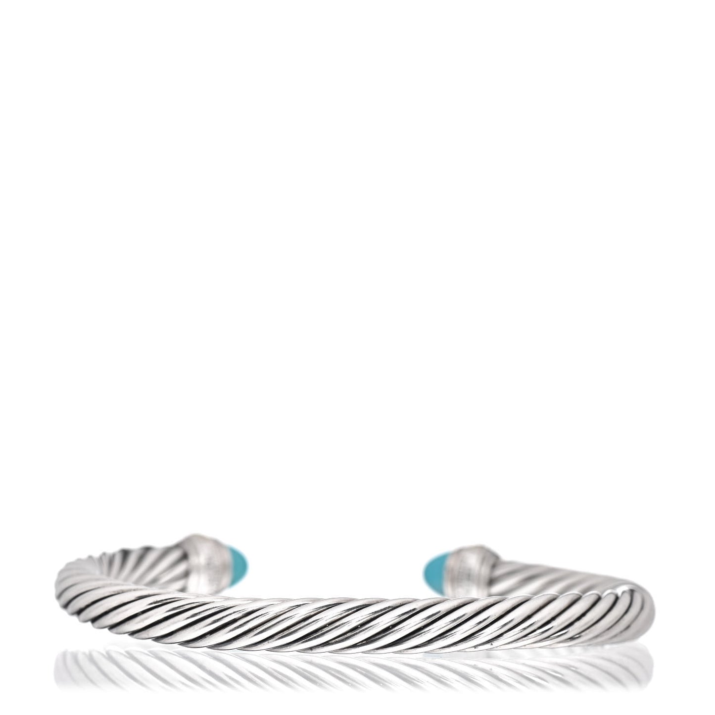 Sterling Silver 14K Yellow Gold Turquoise 7mm Cable Classics Bracelet
