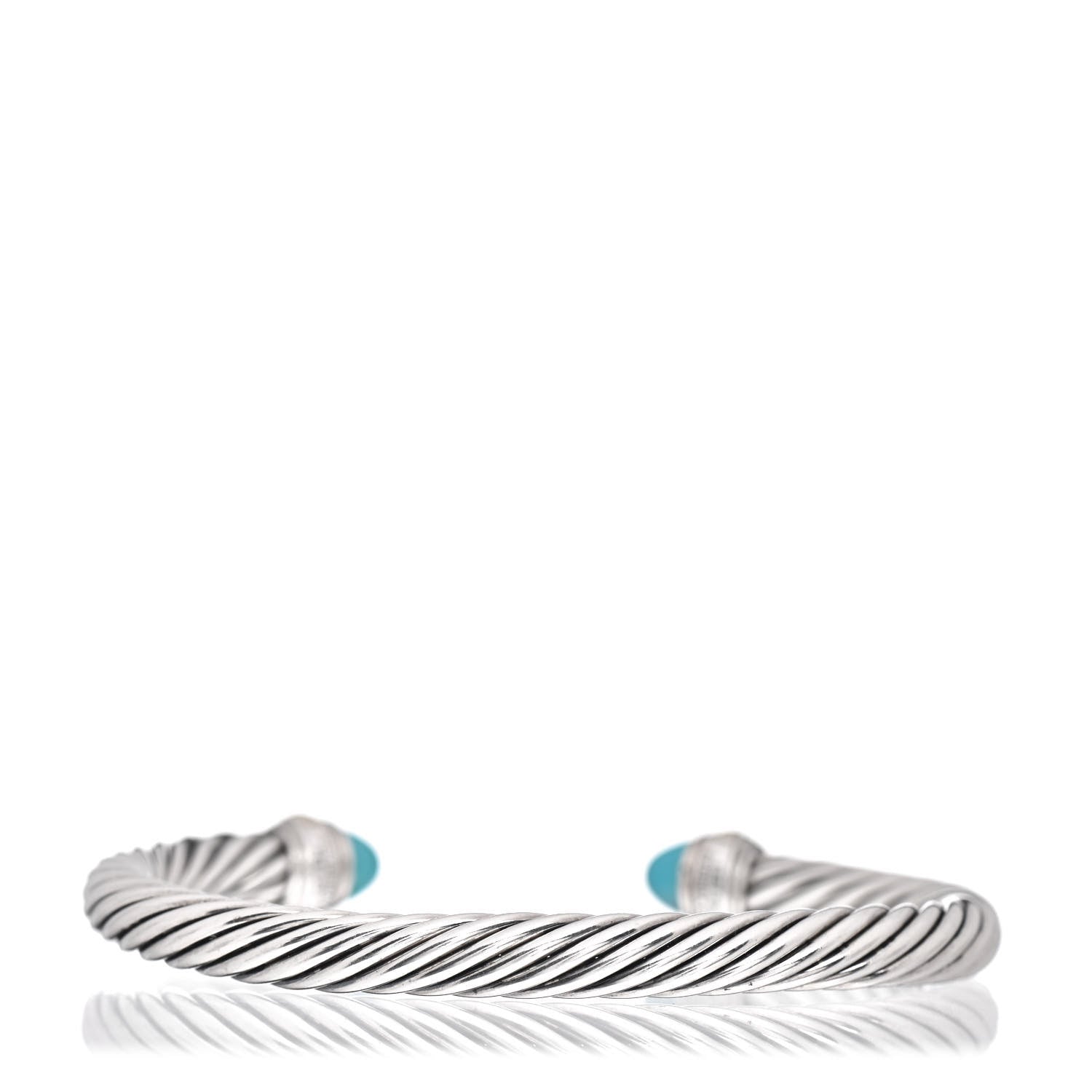 David Yurman Sterling Silver 14K Yellow Gold Turquoise 7mm Cable Classics Bracelet 3 of 4