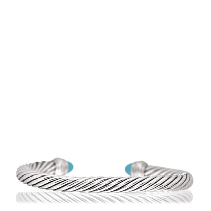 David Yurman Sterling Silver 14K Yellow Gold Turquoise 7mm Cable Classics Bracelet 3 of 4