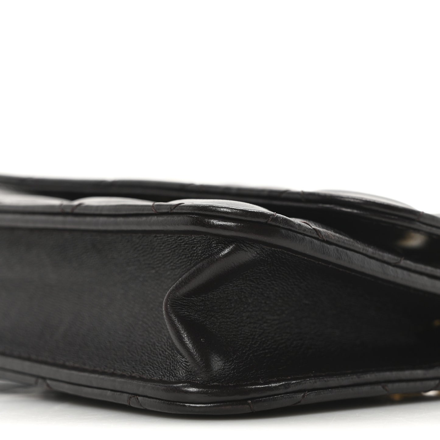 Lambskin Quilted Pillow Crush Flap Phone Holder With Chain Dark Brown