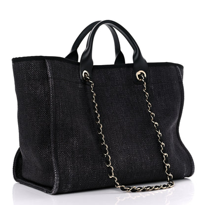 Chanel Woven Straw Raffia Large Deauville Tote Black 3 of 13