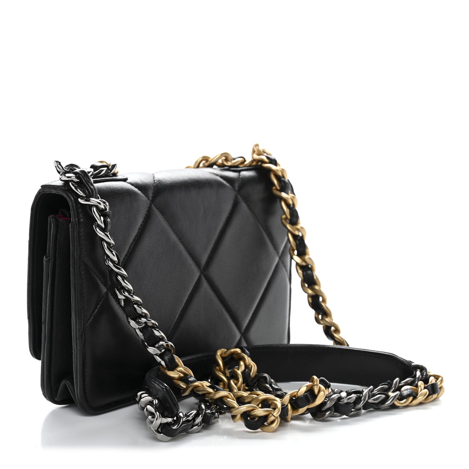 Chanel Lambskin Quilted Chanel 19 Wallet On Chain WOC Black 3 of 13