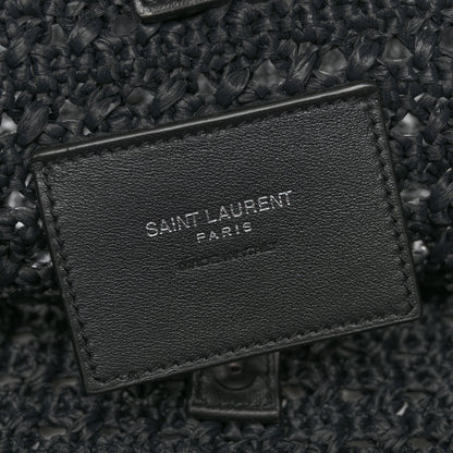 Saint Laurent Raffia Monogram Le 5 A 7 Medium Tote Black 6 of 11