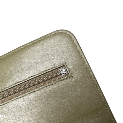 Chanel Calfskin Crystal Studded Boy Wallet On Chain WOC Khaki 11 of 12