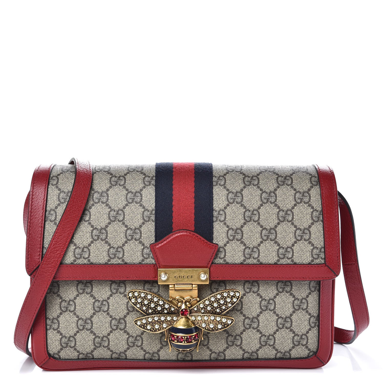 Gucci GG Supreme Monogram Medium Queen Margaret Shoulder Bag Red 1 of 11