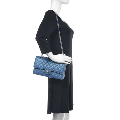 Chanel Iridescent Caviar Quilted Medium Double Flap Dark Blue 2 of 11