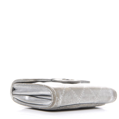 Chanel Metallic Lambskin Quilted Flap Card Holder Wallet Silver 4 of 12