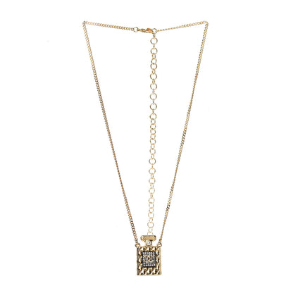 Chanel Crystal Pearl Perfume Bottle CC Necklace Black Gold 2 of 4