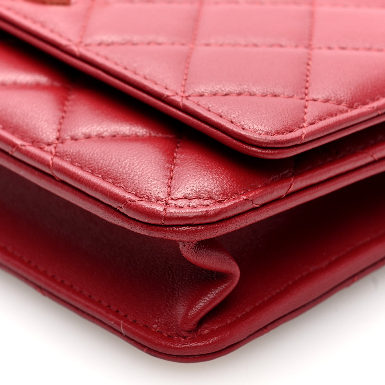 Chanel Lambskin Quilted Crystal Pearl CC Wallet On Chain WOC Burgundy 10 of 11