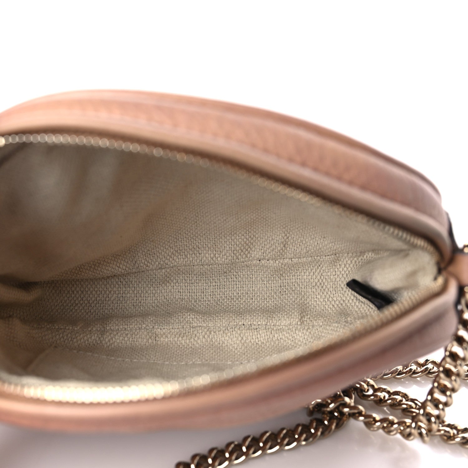 Gucci Pebbled Calfskin Mini Soho Chain Bag Camelia 6 of 10