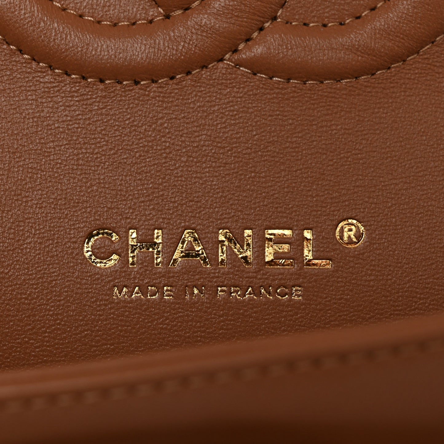 Lambskin Quilted Medium Double Flap Brown