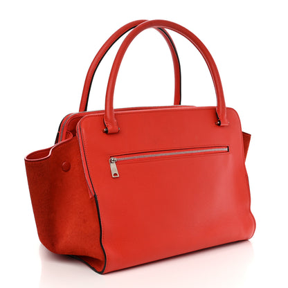 Celine Drummed Calfskin Suede Double Zip Trapeze Vermillion 3 of 19