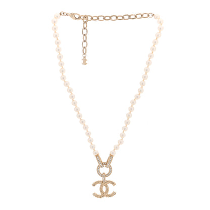 Chanel Pearl Crystal CC Short Logo Necklace Gold 2 of 5