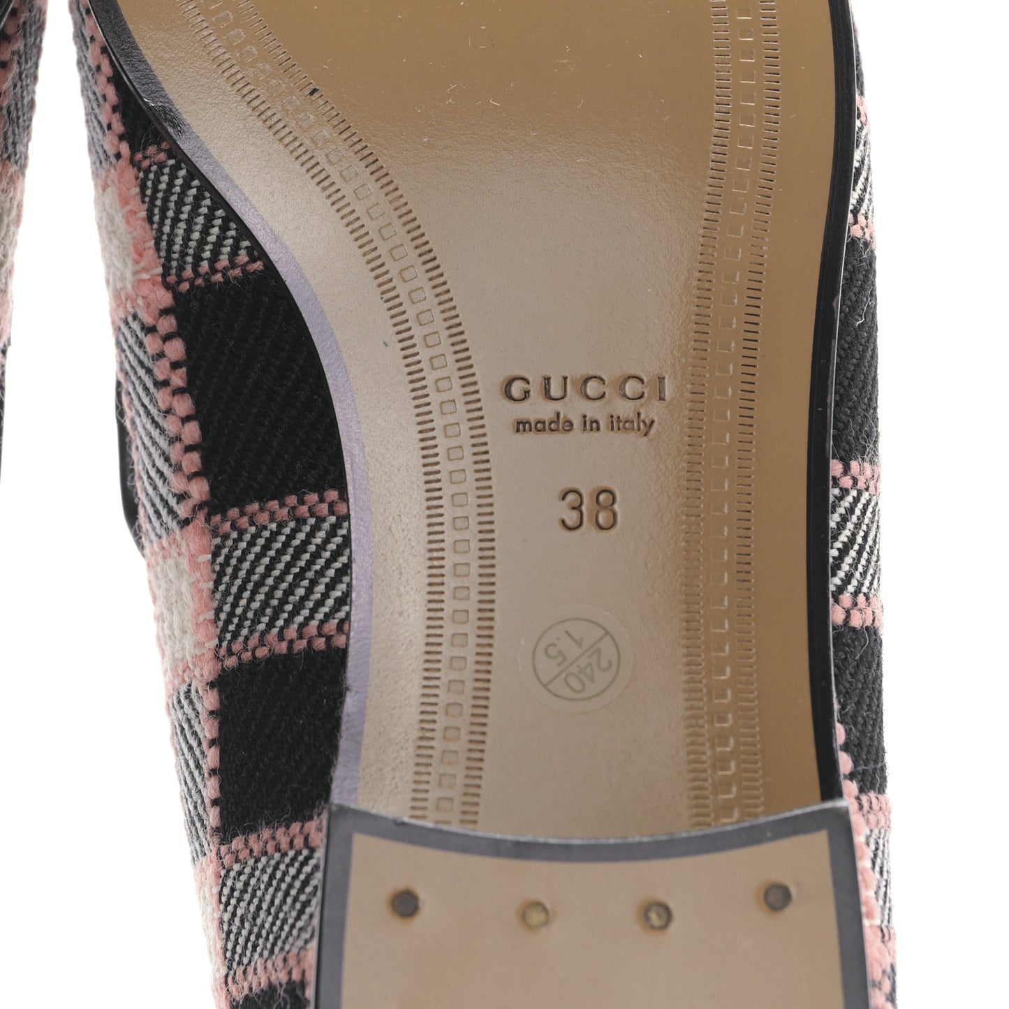 Tweed Check Horsebit Womens Jordaan Loafers 38 Black Pink Multicolor